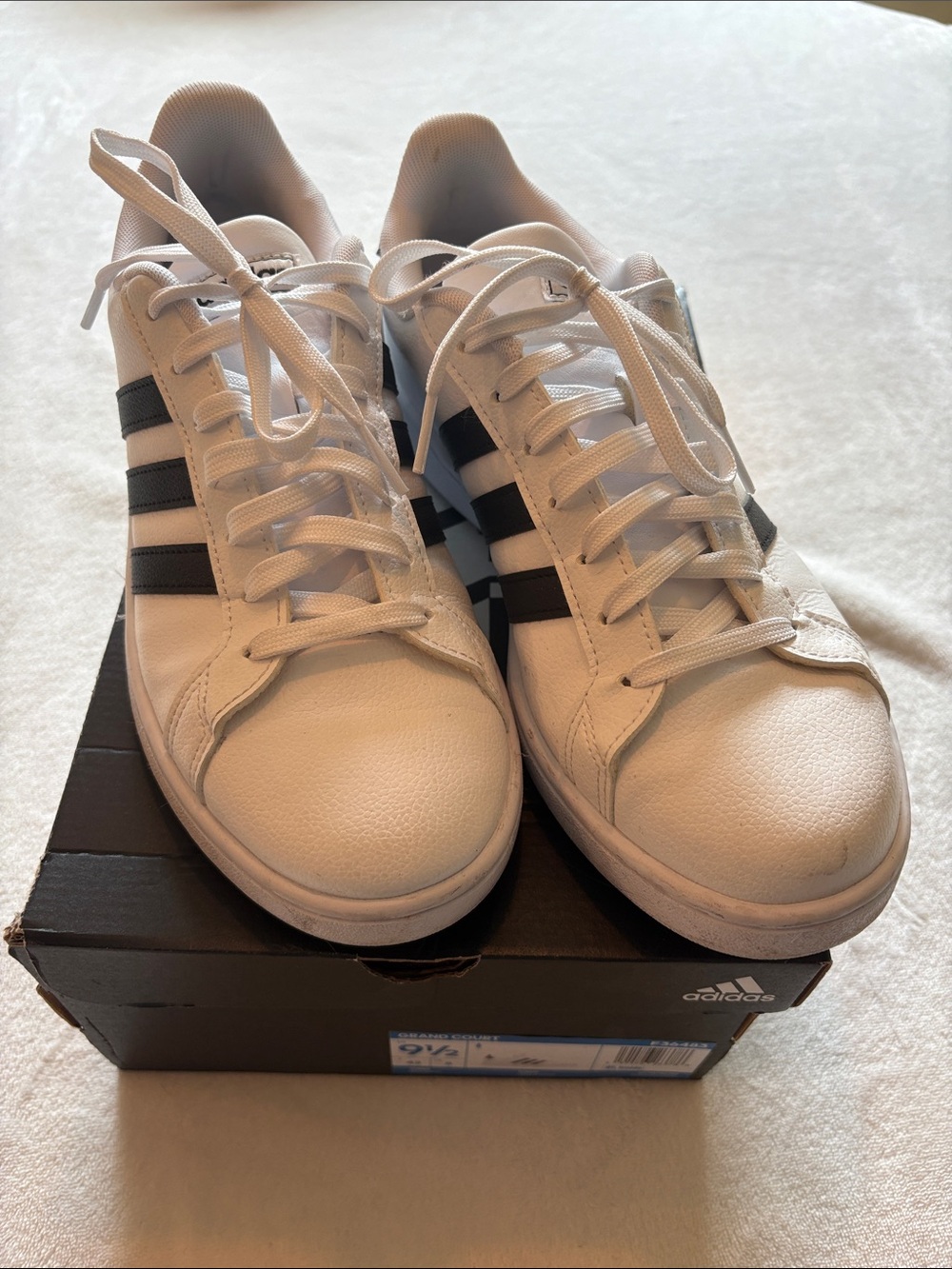ADIDAS GRAND COURT WHITE AND BLACK LOW-TOP SNEAKERS